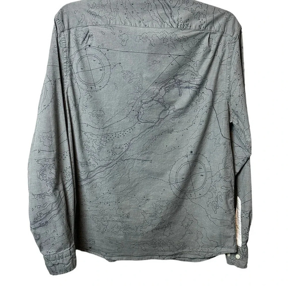 Nautica Mens Blue Sail Map Print Button Up Shirt Grey White Size: XL - Picture 5 of 11